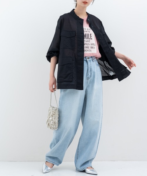 refinedworks(リファインドワークス)の「【refinedworks】ナチュラル な 透け感 の ある ミリタリー ジャケット(ブルゾン・レディース・カーキ/ブラック/ホワイト・FREE)」の12枚目の写真