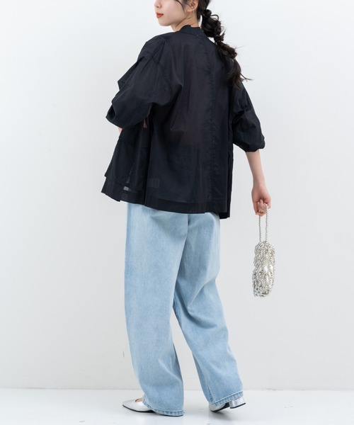 refinedworks(リファインドワークス)の「【refinedworks】ナチュラル な 透け感 の ある ミリタリー ジャケット(ブルゾン・レディース・カーキ/ブラック/ホワイト・FREE)」の14枚目の写真