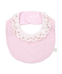 レモン花ちょうちょう刺しゅうスカラップフリル襟付きスタイベビー