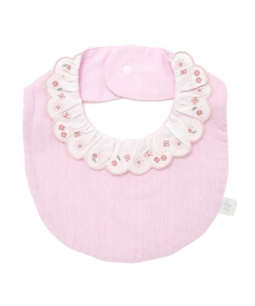 SLAP SLIP BABY（スラップスリップベビー）の「レモン花ちょうちょう刺しゅうスカラップフリル襟付きスタイベビー（スタイ/よだれかけ・キッズ・ピンク/ホワイト・FREE）」の9枚目の写真