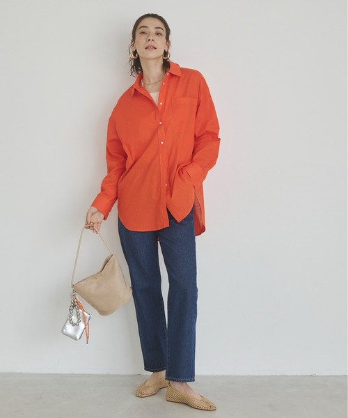 ANGIE(アンジー)の「リネンライク レギュラーカラー シャツ(シャツ/ブラウス・レディース・オフホワイト/オレンジ/ネイビー/ブラウン/ブルー・FREE)」の8枚目の写真