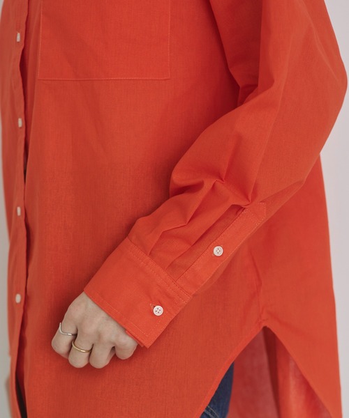 ANGIE(アンジー)の「リネンライク レギュラーカラー シャツ(シャツ/ブラウス・レディース・オフホワイト/オレンジ/ネイビー/ブラウン/ブルー・FREE)」の12枚目の写真