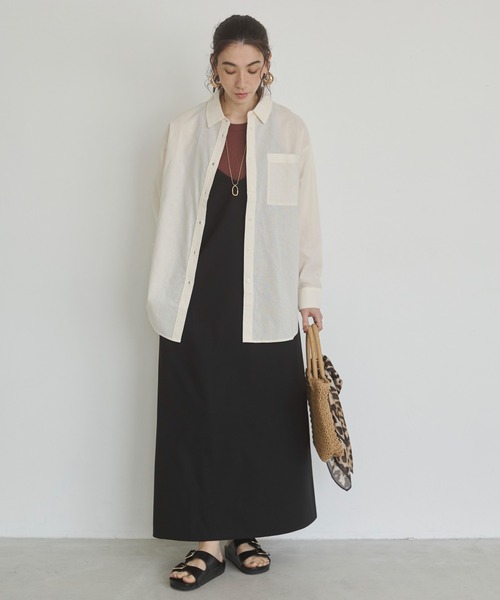 ANGIE(アンジー)の「リネンライク レギュラーカラー シャツ(シャツ/ブラウス・レディース・オフホワイト/オレンジ/ネイビー/ブラウン/ブルー・FREE)」の7枚目の写真