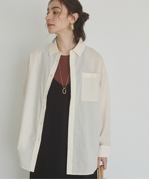 ANGIE(アンジー)の「リネンライク レギュラーカラー シャツ(シャツ/ブラウス・レディース・オフホワイト/オレンジ/ネイビー/ブラウン/ブルー・FREE)」の17枚目の写真