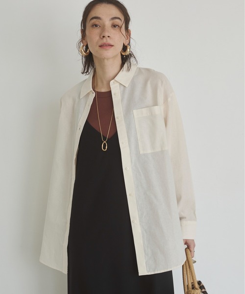 ANGIE(アンジー)の「リネンライク レギュラーカラー シャツ(シャツ/ブラウス・レディース・オフホワイト/オレンジ/ネイビー/ブラウン/ブルー・FREE)」の19枚目の写真