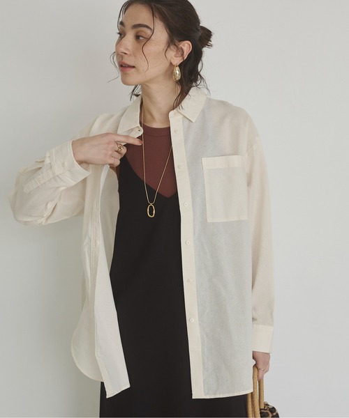 ANGIE(アンジー)の「リネンライク レギュラーカラー シャツ(シャツ/ブラウス・レディース・オフホワイト/オレンジ/ネイビー/ブラウン/ブルー・FREE)」の20枚目の写真