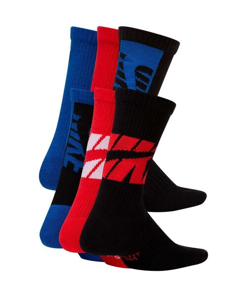 NIKE(ナイキ)の「ナイキ エブリデイ キッズ クッションド クルー ソックス (6足) / Nike Everyday Kids' Cushioned Crew Socks (6 Pairs) SK0066-957 Multi-Color(ソックス/靴下・キッズ・マルチ・21-23/23-25)」の2枚目の写真