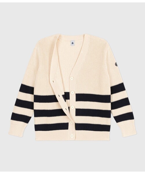 PETIT BATEAU(プチバトー)の「コットンニットカーディガン(カーディガン/ボレロ・レディース・ホワイト×ネイビー・XX-SMALL/X-SMALL/SMALL/MEDIUM/LARGE)」の5枚目の写真