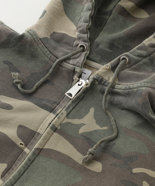 PULP/417EDIFICE(パルプフォーワンセブンエディフィス)の「FOSTEX MCD / フォステックス エムシーディー DISTRESSED CAMO ZIP HOODIE(パーカー・メンズ・カーキ・SMALL/MEDIUM)」の8枚目の写真