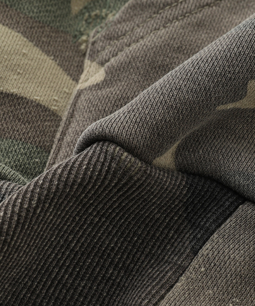PULP/417EDIFICE(パルプフォーワンセブンエディフィス)の「FOSTEX MCD / フォステックス エムシーディー DISTRESSED CAMO ZIP HOODIE(パーカー・メンズ・カーキ・SMALL/MEDIUM)」の5枚目の写真