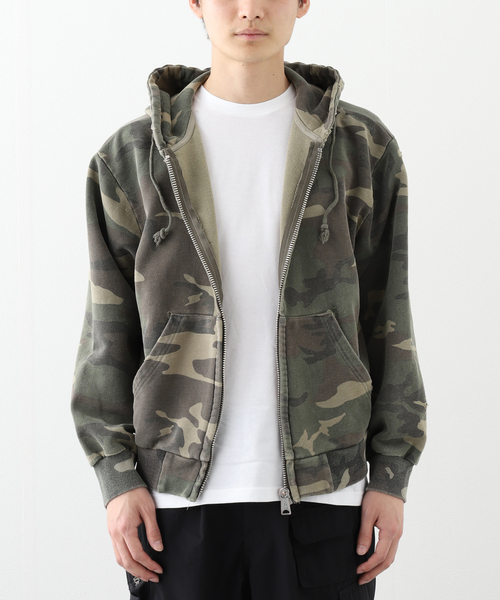 PULP/417EDIFICE(パルプフォーワンセブンエディフィス)の「FOSTEX MCD / フォステックス エムシーディー DISTRESSED CAMO ZIP HOODIE(パーカー・メンズ・カーキ・SMALL/MEDIUM)」の4枚目の写真