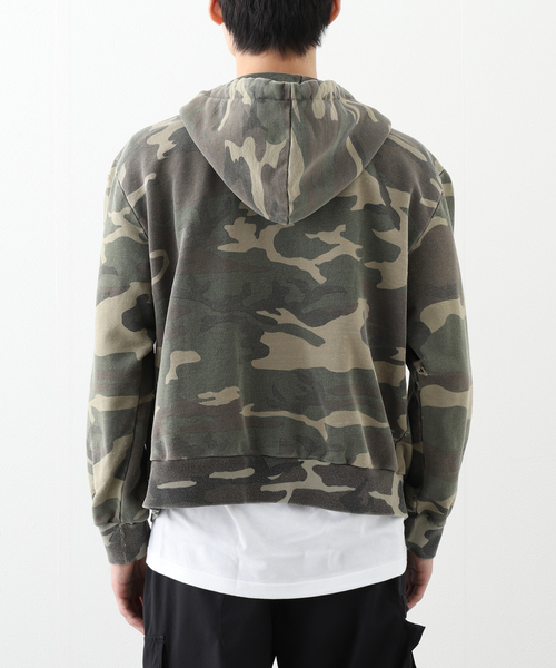 PULP/417EDIFICE(パルプフォーワンセブンエディフィス)の「FOSTEX MCD / フォステックス エムシーディー DISTRESSED CAMO ZIP HOODIE(パーカー・メンズ・カーキ・SMALL/MEDIUM)」の2枚目の写真