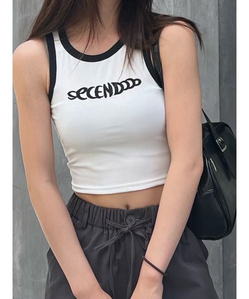 HALEY PESCA（ヘーリーペスカ）の「HALEY PESCA/Y2Kシンプルロゴ スリムタンクトップ（タンクトップ・レディース・ホワイト/グレー/ネイビー/ピンク・SMALL/MEDIUM/LARGE）」の2枚目の写真