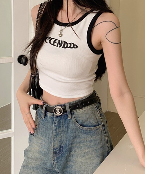 HALEY PESCA（ヘーリーペスカ）の「HALEY PESCA/Y2Kシンプルロゴ スリムタンクトップ（タンクトップ・レディース・ホワイト/グレー/ネイビー/ピンク・SMALL/MEDIUM/LARGE）」の13枚目の写真