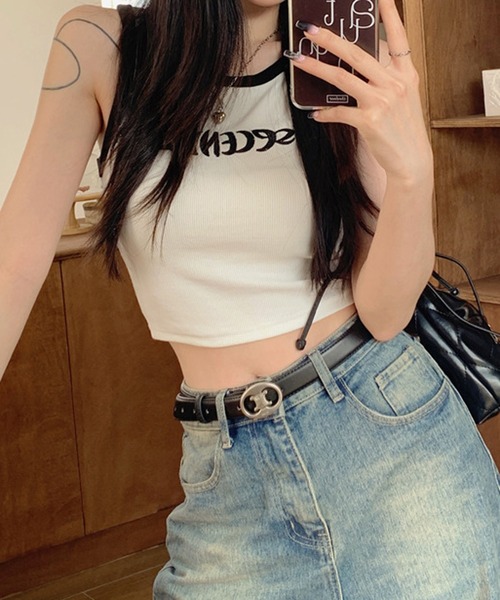 HALEY PESCA（ヘーリーペスカ）の「HALEY PESCA/Y2Kシンプルロゴ スリムタンクトップ（タンクトップ・レディース・ホワイト/グレー/ネイビー/ピンク・SMALL/MEDIUM/LARGE）」の16枚目の写真