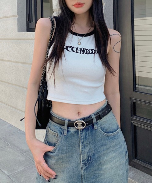 HALEY PESCA（ヘーリーペスカ）の「HALEY PESCA/Y2Kシンプルロゴ スリムタンクトップ（タンクトップ・レディース・ホワイト/グレー/ネイビー/ピンク・SMALL/MEDIUM/LARGE）」の17枚目の写真