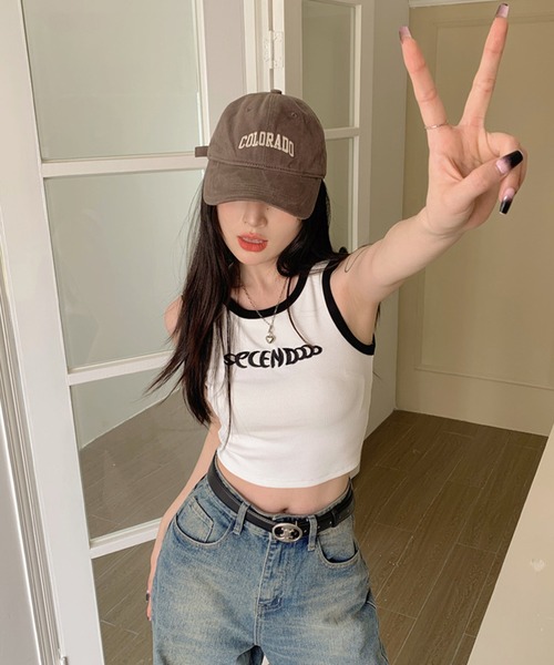 HALEY PESCA（ヘーリーペスカ）の「HALEY PESCA/Y2Kシンプルロゴ スリムタンクトップ（タンクトップ・レディース・ホワイト/グレー/ネイビー/ピンク・SMALL/MEDIUM/LARGE）」の10枚目の写真