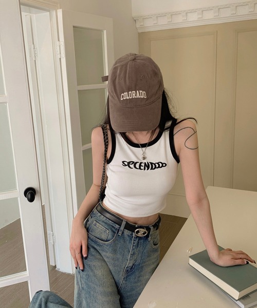 HALEY PESCA（ヘーリーペスカ）の「HALEY PESCA/Y2Kシンプルロゴ スリムタンクトップ（タンクトップ・レディース・ホワイト/グレー/ネイビー/ピンク・SMALL/MEDIUM/LARGE）」の11枚目の写真