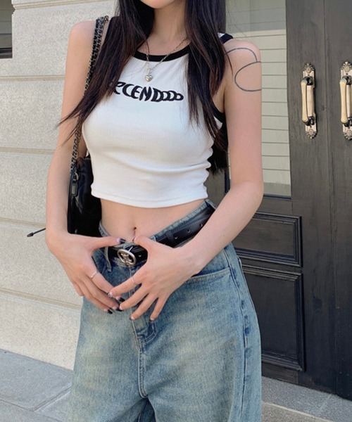 HALEY PESCA（ヘーリーペスカ）の「HALEY PESCA/Y2Kシンプルロゴ スリムタンクトップ（タンクトップ・レディース・ホワイト/グレー/ネイビー/ピンク・SMALL/MEDIUM/LARGE）」の12枚目の写真