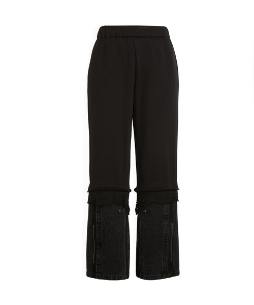 JNBY（ジェーエヌビーワイ）の「Spliced Straight-leg Jeans / スウェット×ジーンズ（デニムパンツ・レディース・ブラック・40/38/36）」の7枚目の写真