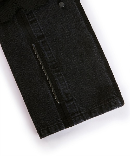 JNBY（ジェーエヌビーワイ）の「Spliced Straight-leg Jeans / スウェット×ジーンズ（デニムパンツ・レディース・ブラック・40/38/36）」の10枚目の写真