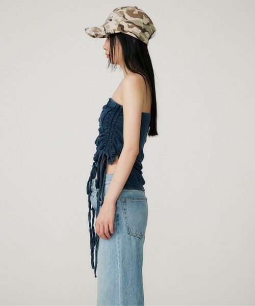 BEEDEN（ビーデン）の「GATHER RIBBON TUBE TOP（チューブトップ・レディース・ブラック/ブルー・FREE）」の7枚目の写真