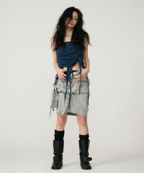 BEEDEN（ビーデン）の「GATHER RIBBON TUBE TOP（チューブトップ・レディース・ブラック/ブルー・FREE）」の10枚目の写真