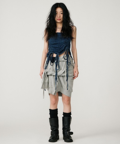 BEEDEN（ビーデン）の「GATHER RIBBON TUBE TOP（チューブトップ・レディース・ブラック/ブルー・FREE）」の11枚目の写真