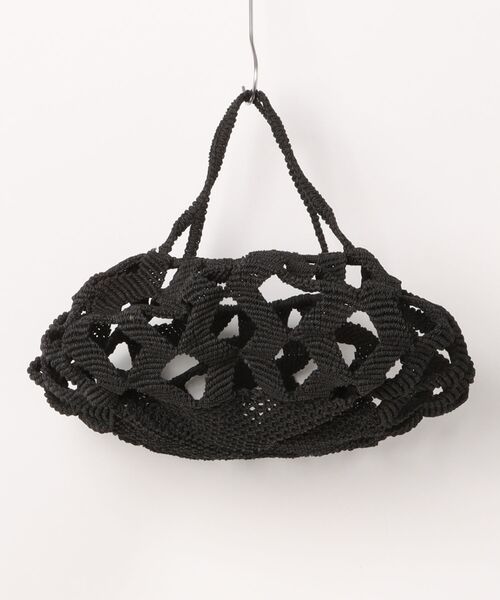 UNBILLION（アンビリオン）の「アフリカンスクエアー AFRICANSQUARE / ナイロンバッグ ジグザグ編み 2本ハンドル（トートバッグ・レディース・ブラック・FREE）」の6枚目の写真