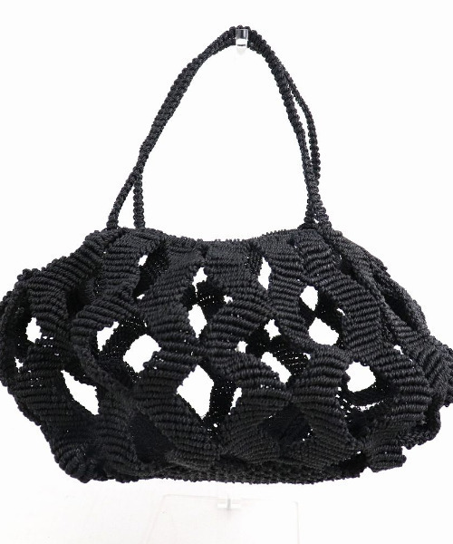 UNBILLION（アンビリオン）の「アフリカンスクエアー AFRICANSQUARE / ナイロンバッグ ジグザグ編み 2本ハンドル（トートバッグ・レディース・ブラック・FREE）」の2枚目の写真