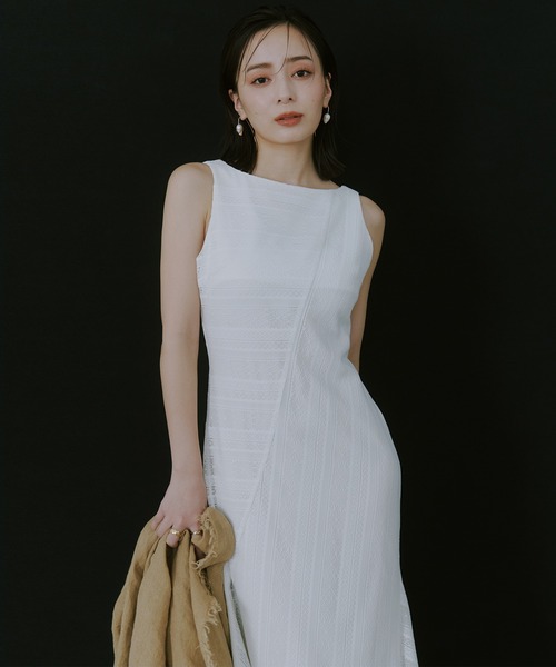 【美品】正規品 anuanジオメトリックレースパネルワンピース セール】ジオメトリックレースパネルワンピース（ワンピース