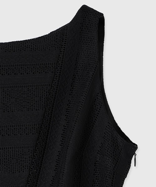 anuans ジオメトリックレースパネルワンピース ブラック anuans ワンピース ジオメトリックレースパネルワンピース