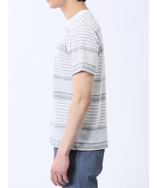 TAKA-Q（タカキュー）の「【ストレッチ】タカキュー ポップコーンボーダー クルーネック 半袖 Tシャツ（Tシャツ/カットソー・メンズ・ネイビー/グレー系その他2・MEDIUM/LARGE/X-LARGE）」の6枚目の写真