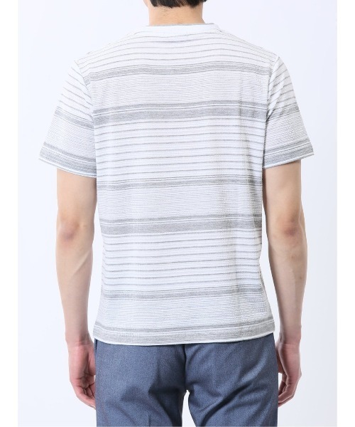 TAKA-Q（タカキュー）の「【ストレッチ】タカキュー ポップコーンボーダー クルーネック 半袖 Tシャツ（Tシャツ/カットソー・メンズ・ネイビー/グレー系その他2・MEDIUM/LARGE/X-LARGE）」の7枚目の写真
