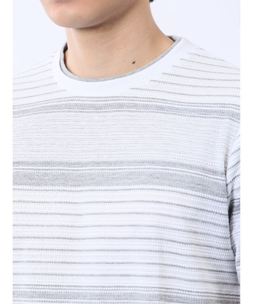 TAKA-Q（タカキュー）の「【ストレッチ】タカキュー ポップコーンボーダー クルーネック 半袖 Tシャツ（Tシャツ/カットソー・メンズ・ネイビー/グレー系その他2・MEDIUM/LARGE/X-LARGE）」の8枚目の写真