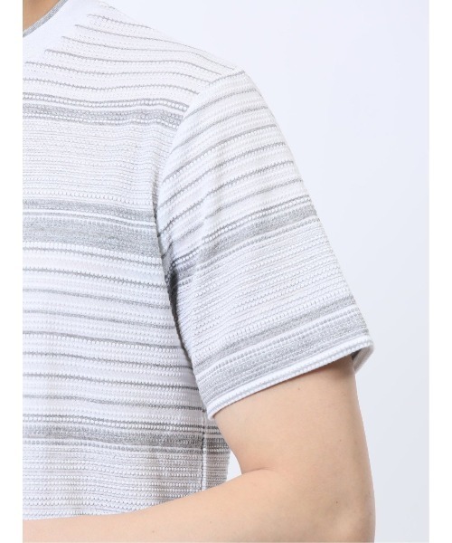 TAKA-Q（タカキュー）の「【ストレッチ】タカキュー ポップコーンボーダー クルーネック 半袖 Tシャツ（Tシャツ/カットソー・メンズ・ネイビー/グレー系その他2・MEDIUM/LARGE/X-LARGE）」の9枚目の写真