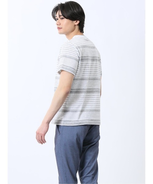 TAKA-Q（タカキュー）の「【ストレッチ】タカキュー ポップコーンボーダー クルーネック 半袖 Tシャツ（Tシャツ/カットソー・メンズ・ネイビー/グレー系その他2・MEDIUM/LARGE/X-LARGE）」の11枚目の写真