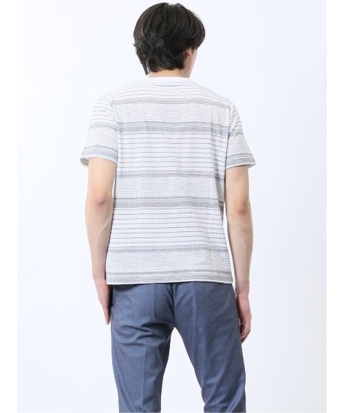 TAKA-Q（タカキュー）の「【ストレッチ】タカキュー ポップコーンボーダー クルーネック 半袖 Tシャツ（Tシャツ/カットソー・メンズ・ネイビー/グレー系その他2・MEDIUM/LARGE/X-LARGE）」の12枚目の写真