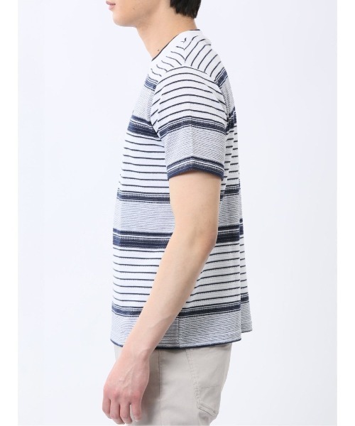 TAKA-Q（タカキュー）の「【ストレッチ】タカキュー ポップコーンボーダー クルーネック 半袖 Tシャツ（Tシャツ/カットソー・メンズ・ネイビー/グレー系その他2・MEDIUM/LARGE/X-LARGE）」の17枚目の写真