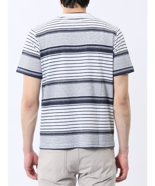TAKA-Q（タカキュー）の「【ストレッチ】タカキュー ポップコーンボーダー クルーネック 半袖 Tシャツ（Tシャツ/カットソー・メンズ・ネイビー/グレー系その他2・MEDIUM/LARGE/X-LARGE）」の18枚目の写真