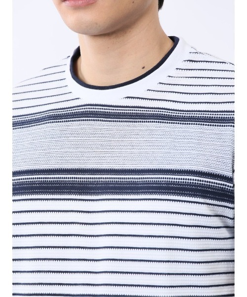 TAKA-Q（タカキュー）の「【ストレッチ】タカキュー ポップコーンボーダー クルーネック 半袖 Tシャツ（Tシャツ/カットソー・メンズ・ネイビー/グレー系その他2・MEDIUM/LARGE/X-LARGE）」の19枚目の写真