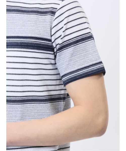 TAKA-Q（タカキュー）の「【ストレッチ】タカキュー ポップコーンボーダー クルーネック 半袖 Tシャツ（Tシャツ/カットソー・メンズ・ネイビー/グレー系その他2・MEDIUM/LARGE/X-LARGE）」の20枚目の写真