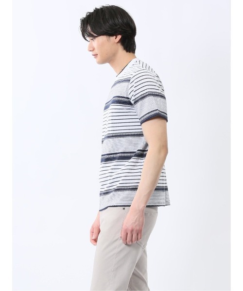 TAKA-Q（タカキュー）の「【ストレッチ】タカキュー ポップコーンボーダー クルーネック 半袖 Tシャツ（Tシャツ/カットソー・メンズ・ネイビー/グレー系その他2・MEDIUM/LARGE/X-LARGE）」の22枚目の写真