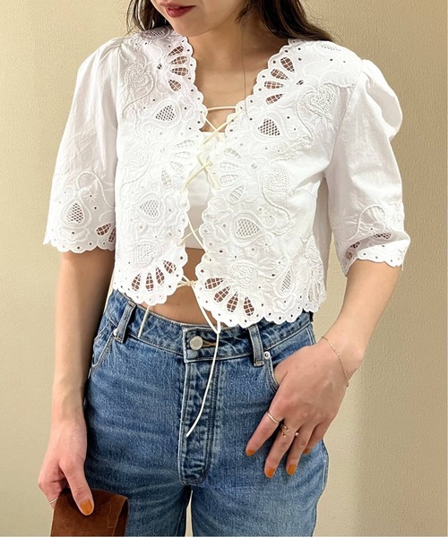 ブラウス シャツ キャピタル刺繍　タックシャツ レディース メンズ ブラウス シャツ キャピタル刺繍 タックシャツ レディース