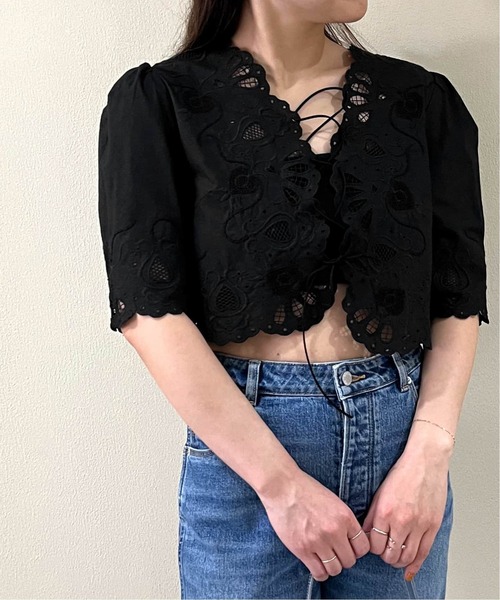 U by SPICK&SPAN 刺繍ブラウス ブラック 追加》刺繍ブラウス（シャツ/ブラウス）｜U by SPICK&SPAN（ユー
