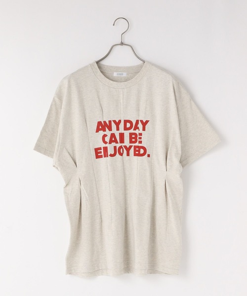 LOWRYS FARM（ローリーズファーム）の「リメイクタックロゴＴＥＥ　 326750（Tシャツ/カットソー・レディース・アイボリー/グレー/チャコールグレー・FREE）」の2枚目の写真