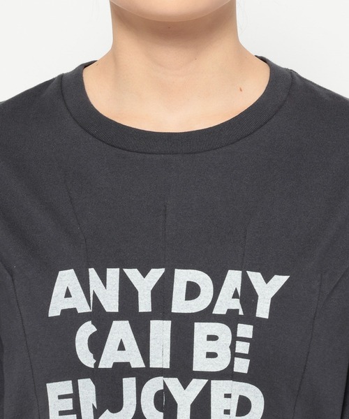 LOWRYS FARM（ローリーズファーム）の「リメイクタックロゴＴＥＥ　 326750（Tシャツ/カットソー・レディース・アイボリー/グレー/チャコールグレー・FREE）」の13枚目の写真