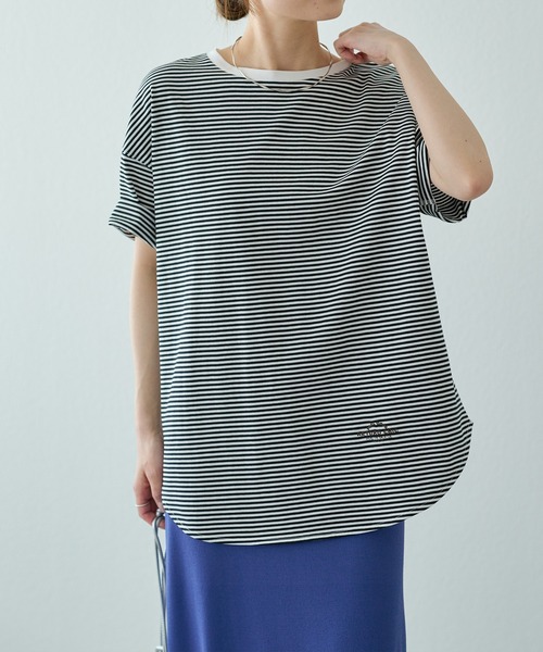 PUAL CE CIN（ピュアルセシン）の「汗シミ防止ワンポイントロゴTシャツ（Tシャツ/カットソー・レディース・ブラック/グレイッシュベージュ/オフホワイト/ブラック系その他・FREE）」の3枚目の写真