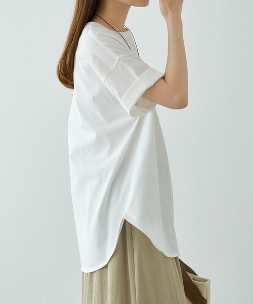PUAL CE CIN（ピュアルセシン）の「汗シミ防止ワンポイントロゴTシャツ（Tシャツ/カットソー・レディース・ブラック/グレイッシュベージュ/オフホワイト/ブラック系その他・FREE）」の9枚目の写真