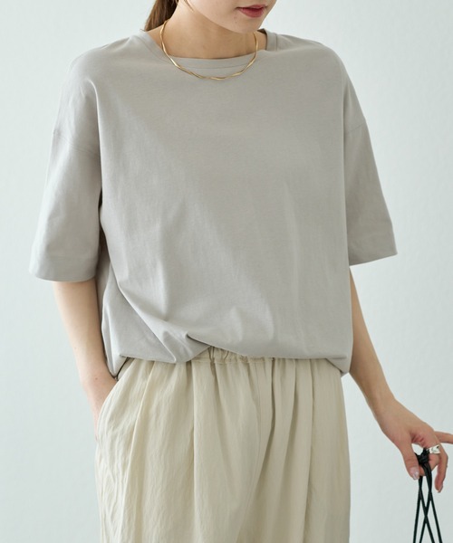 PUAL CE CIN（ピュアルセシン）の「汗シミ防止ワンポイントロゴTシャツ（Tシャツ/カットソー・レディース・ブラック/グレイッシュベージュ/オフホワイト/ブラック系その他・FREE）」の14枚目の写真